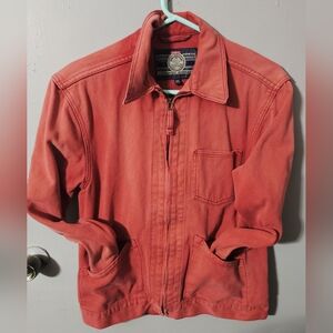 Womens Jinglers zip up jean jacket coral size XS